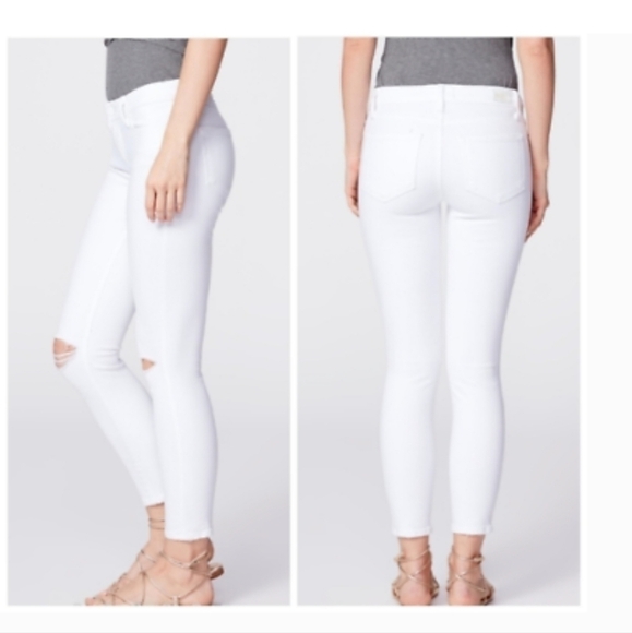 ANTHROPOLOGIE PAIGE Verdugo Crop white skinny jeans Size 25 distressed - Picture 2 of 10